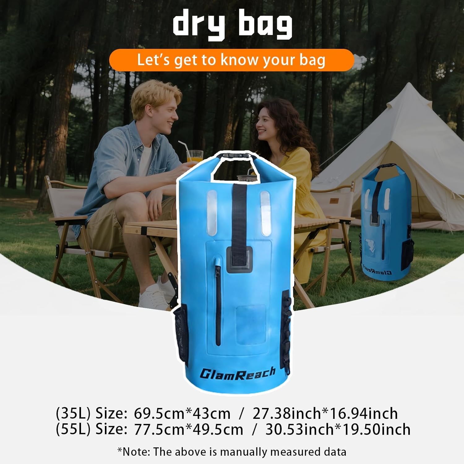 Waterproof Backpack, 55L Dry Bag for kayaking, Hiking, Travel, Camping,Fishing & Paddle Boarding with 2L dry bag for Men &Women (Blue, 55L) - Image 6