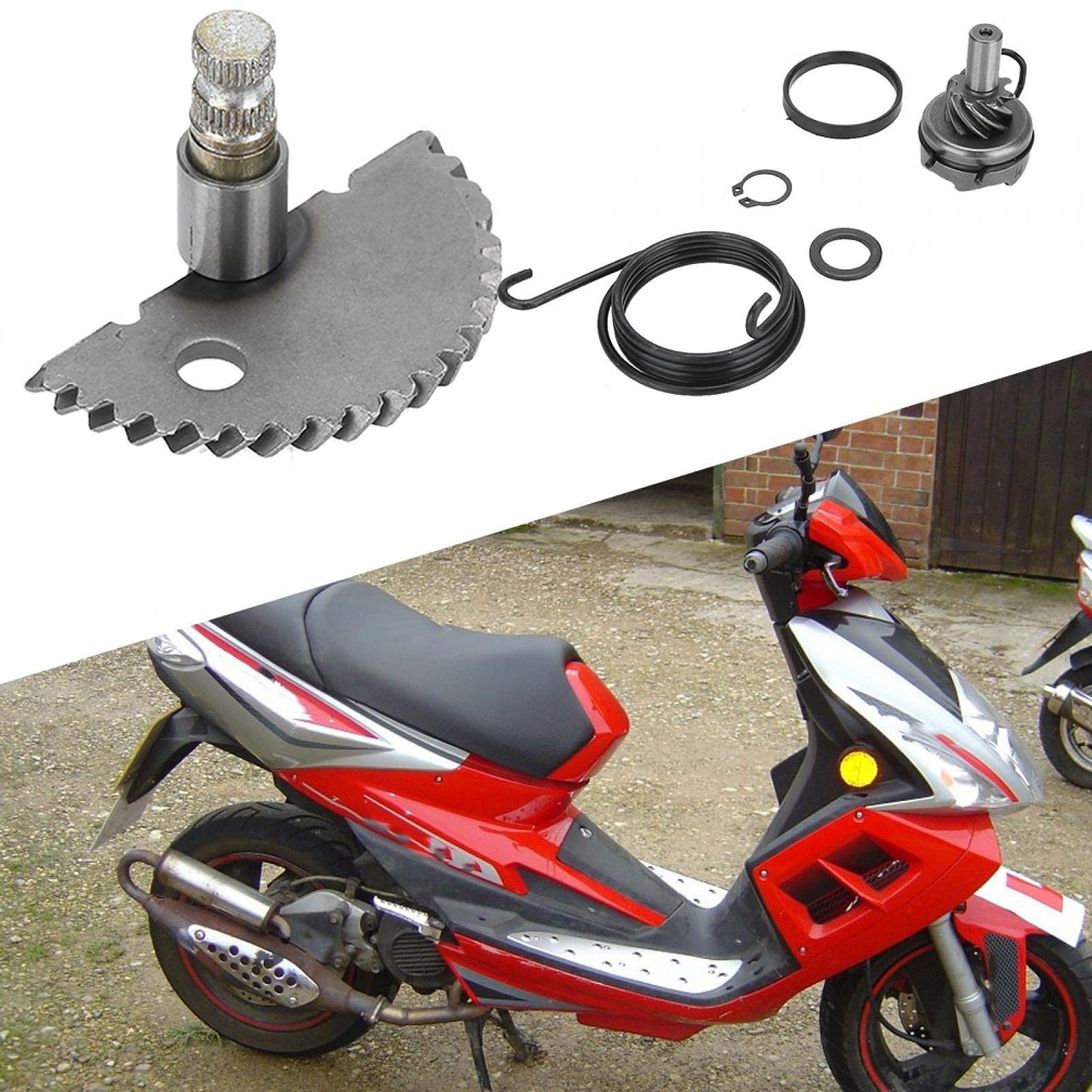 Yctze pour kickstarter speedfight 3 lc Ensemble de pignon de renvoi d'arbre de démarrage en aluminium pour cyclomoteur GY6 50CC 80CC 139QMB pour scooter 50cc longjia