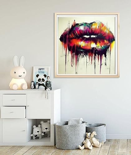 Miniatura 3 de Pintura de diamante 5D para manualidades, labios sexis por números, pintura de boca con diamantes para adultos, lienzo de taladro completo para