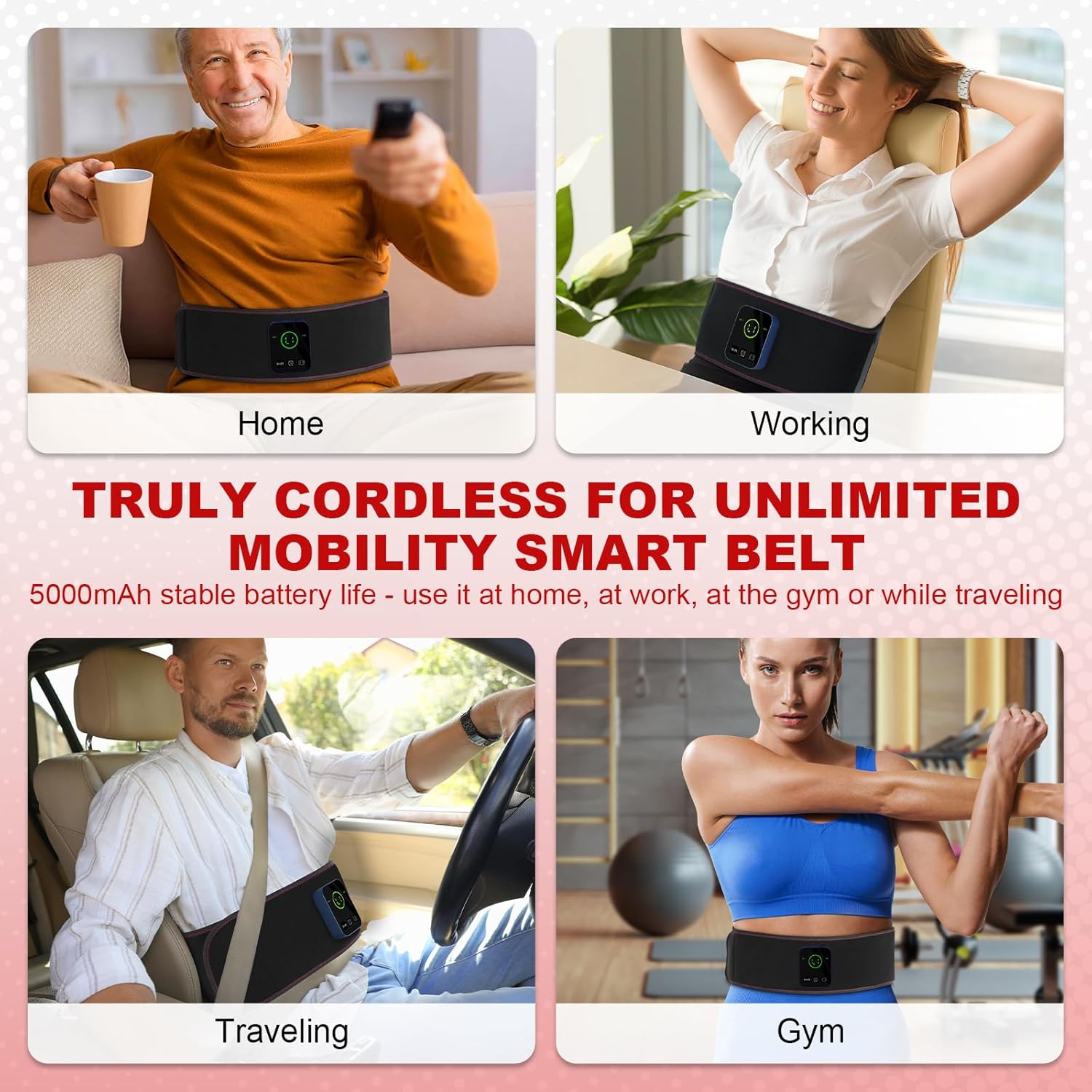 Cordless Red Light Therapy Belt for Body, Portable Infrared Light Therapy Massage Belt with Timing,3 Vibration Modes, 660nm 850nm Deep Therapy for Back Knee Hands Feet - Image 8