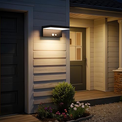 Miniatura 8 de Luces solares de pared para exteriores con sensor de movimiento, aluminio resistente al agua, 600 lúmenes, 3 modos con iluminación nocturna del