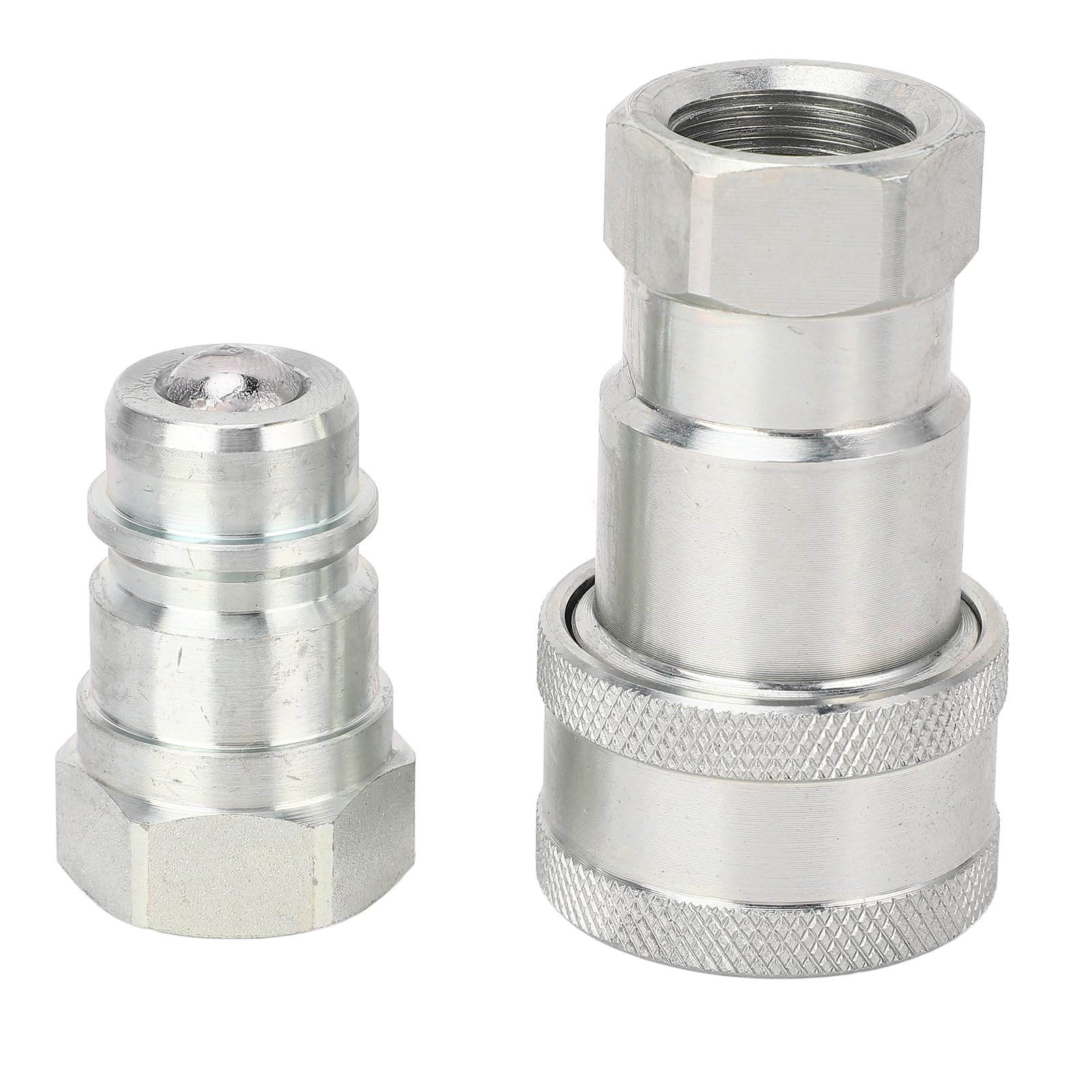 1/2 Inch NPT Hydraulic Coupler Set, ISO 7241-A Quick Connect Coupling with Metal to Metal Sealing, Sturdy Structure, Automatic Leakage Prevention, Interchangeable Compatibility