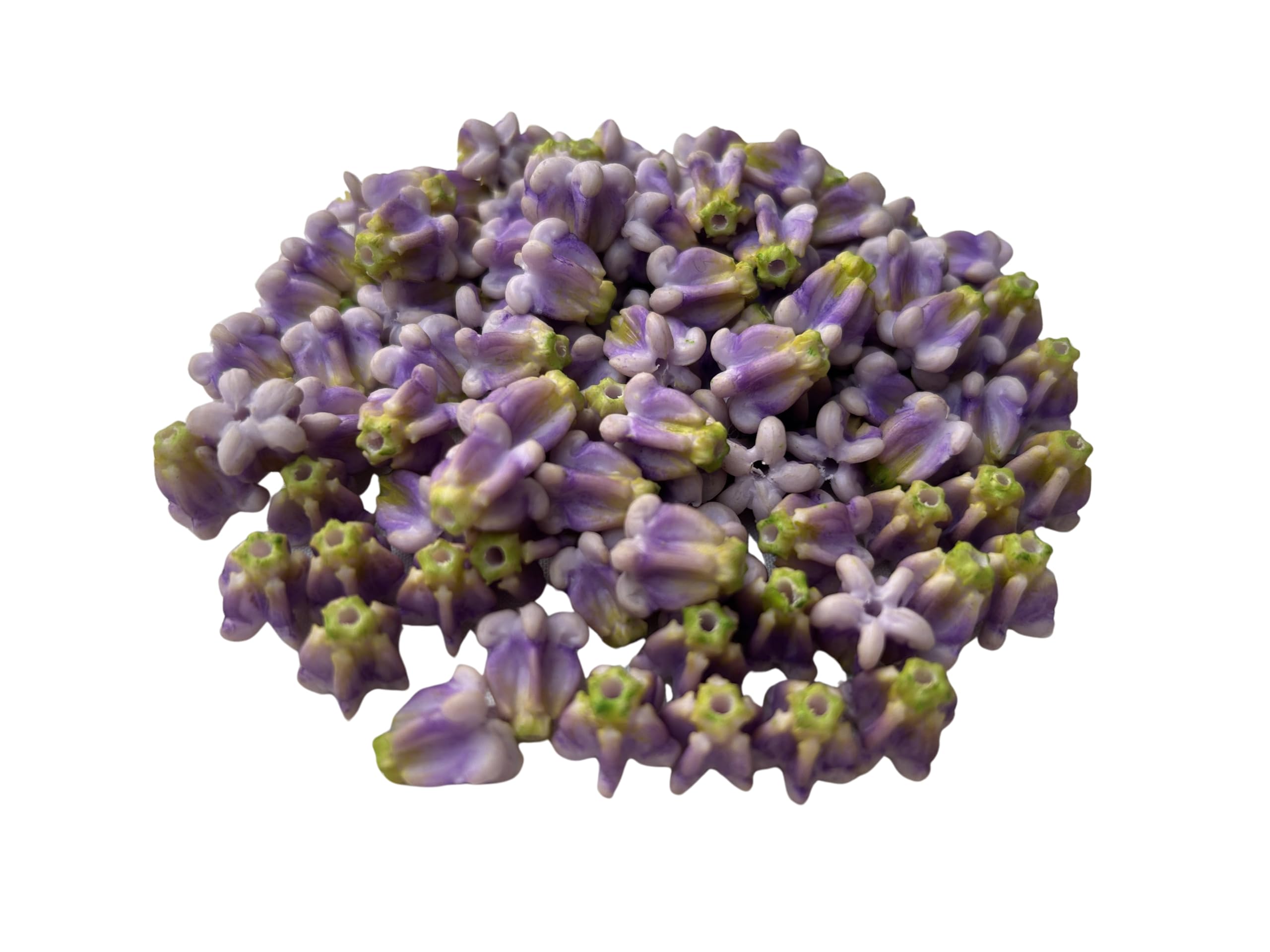 Photo 1 of 100 PCS Small Calotropis Gigantea Crown Flower Clay Beads (01) for Jewelry Making, DIY, Craft Supplies (Purple)