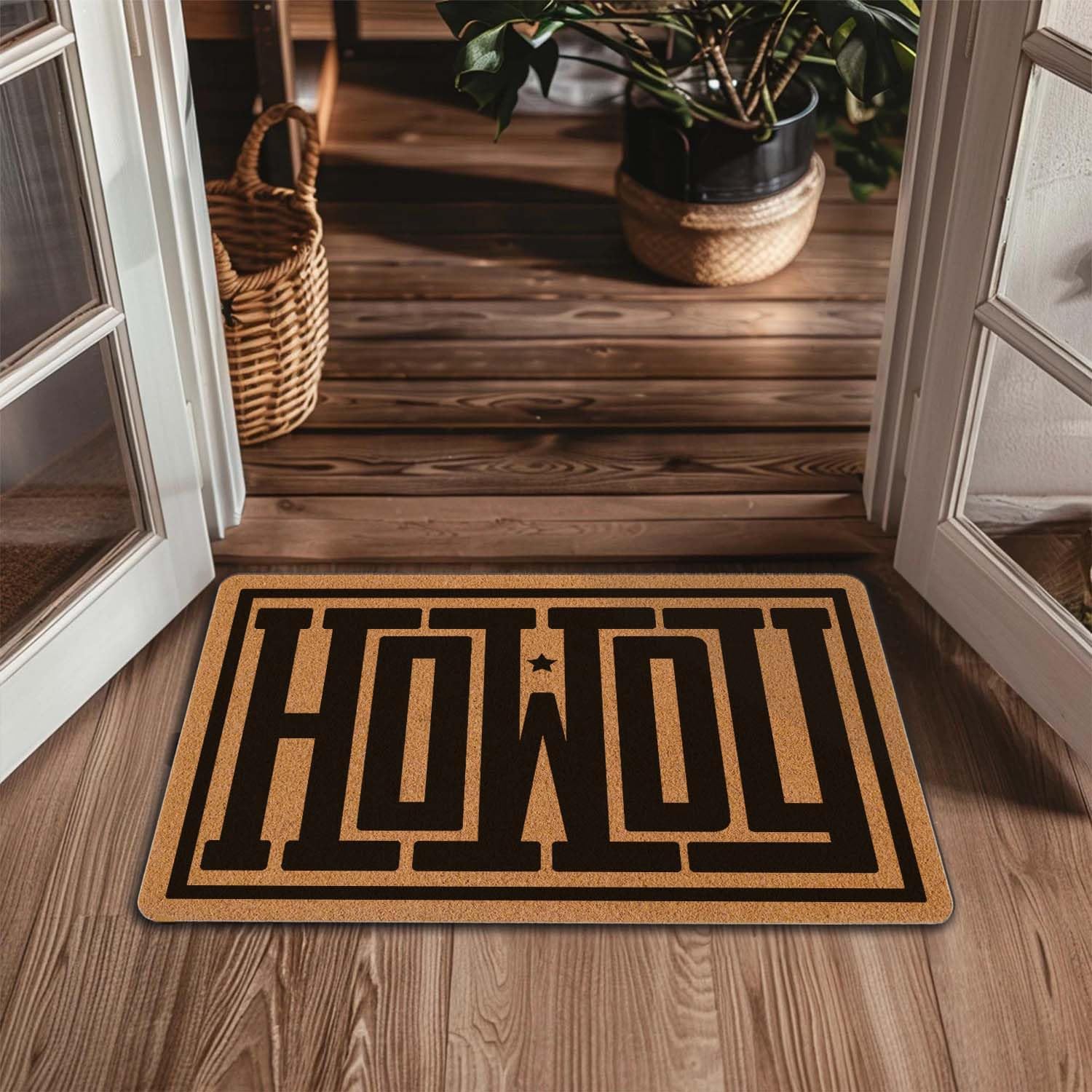 Welcome Door Mat Western Howdy Outdoor Indoor Entrance, Non Slip Durable Entrance Rugs for Entry, Patio, High Traffic Areas Front Door, 17" x 29.5"