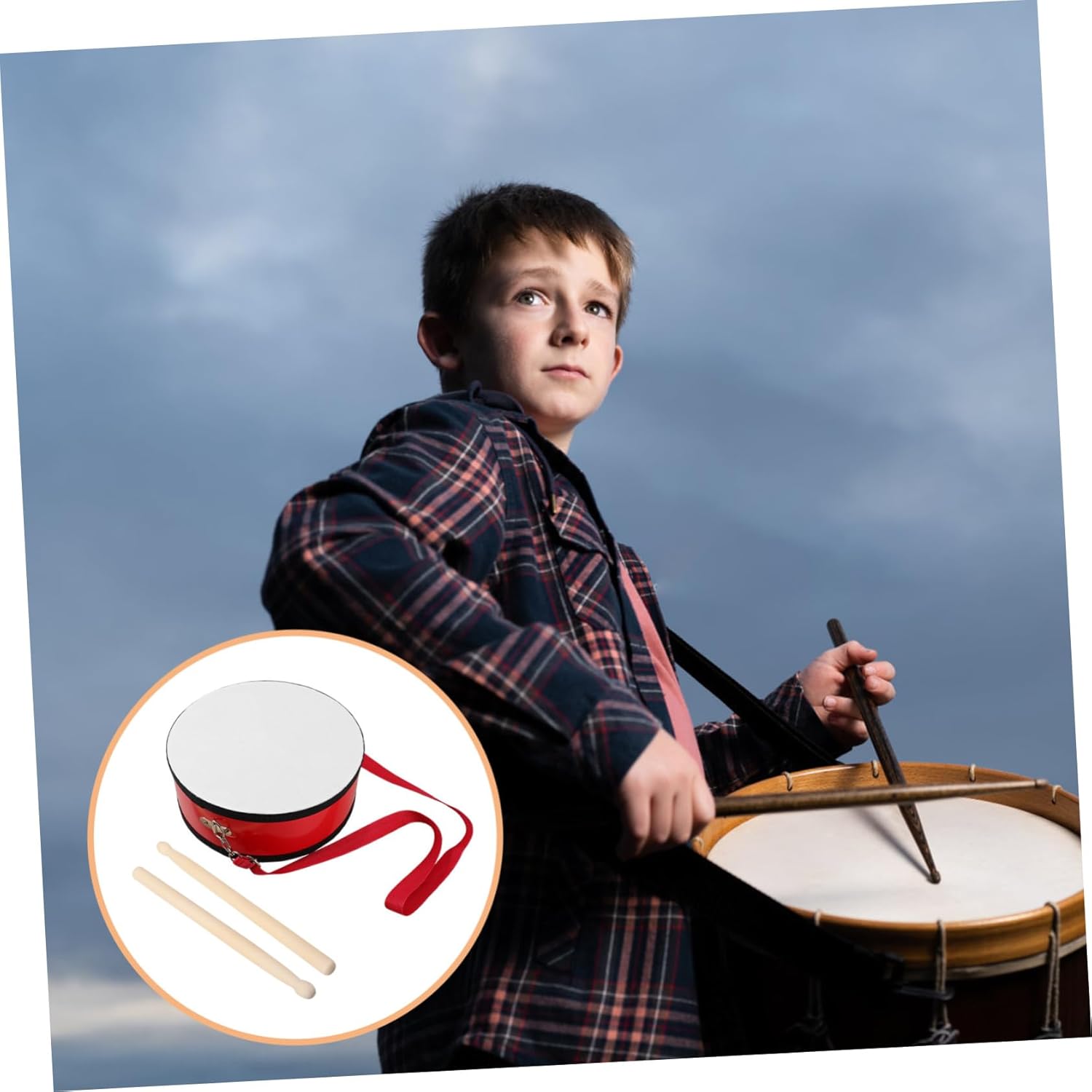 HANABASS 1 Set Red Snare Drum for Strap Lightweight Portable Preschool Musical Instrument to Enhance Rhythm Skills and Team Collaboration for School Activities