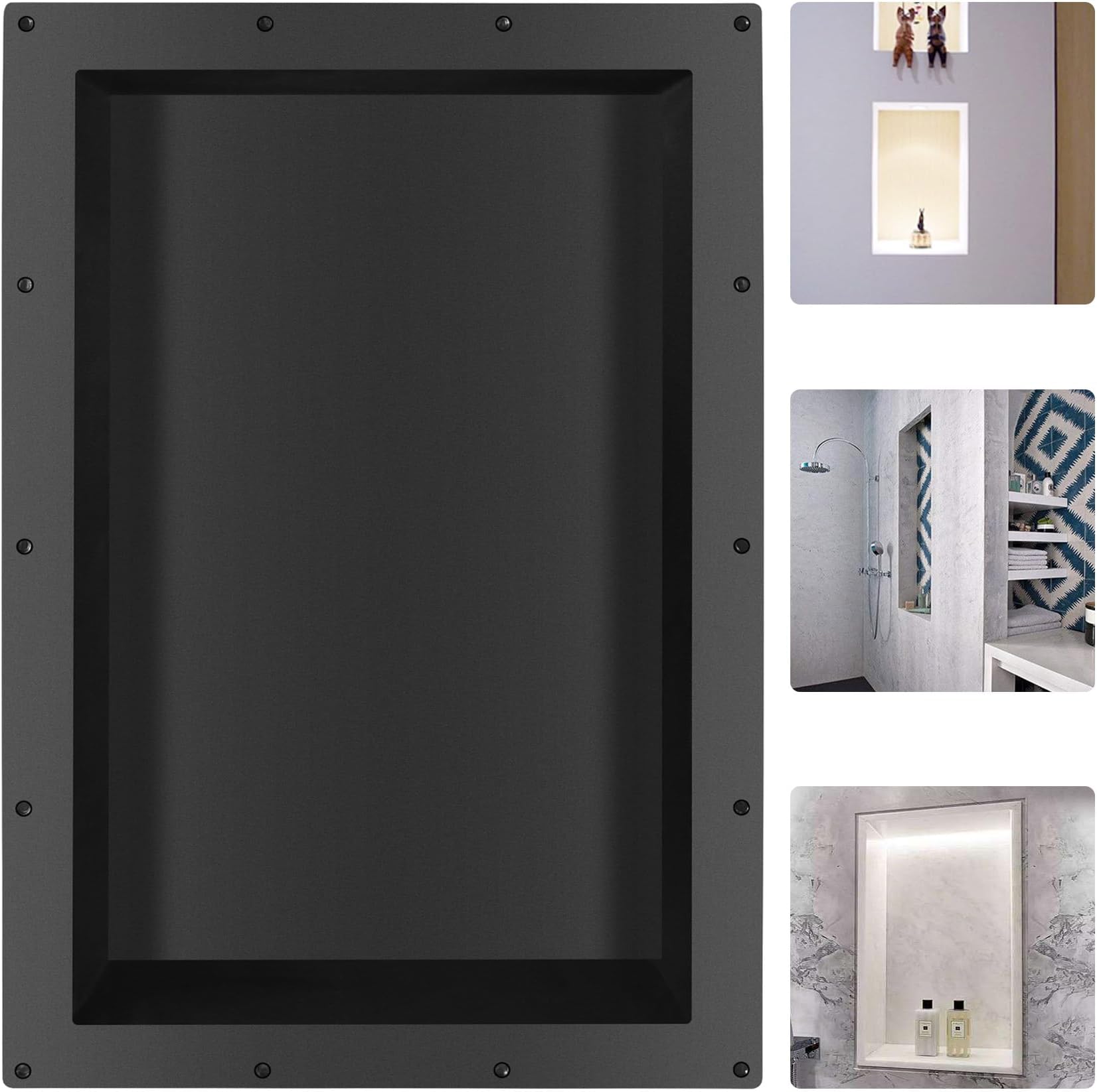 Suteck Shower Niche, 17" x 25" x 3.8" Shower Single Shelf, Rectangle Ready to Tile Niche for Bathroom Storage Recessed Niches Box (17"x25")