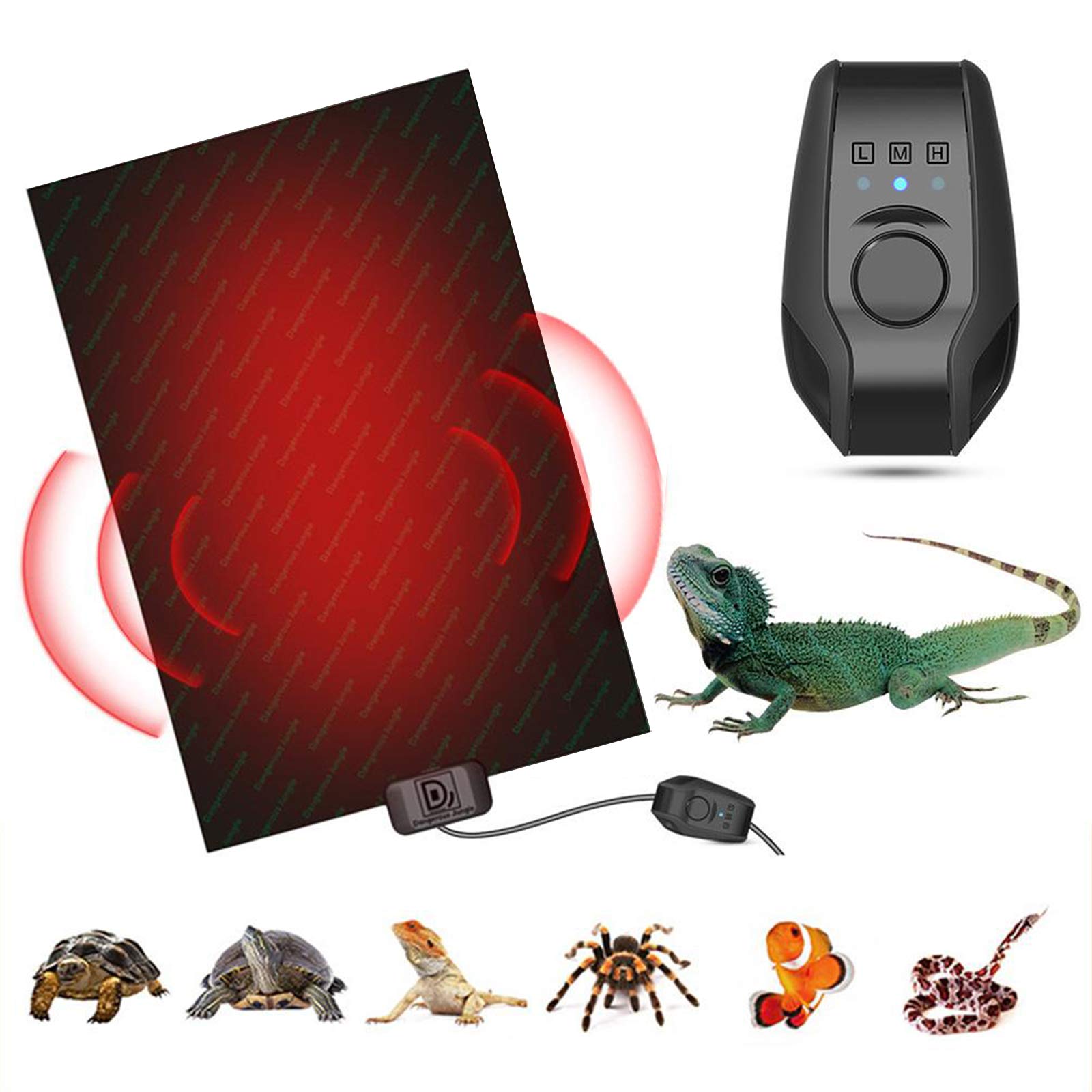 Tappetino Riscaldante Per Rettili PJDDP – 6 Potenze Da 5W A 60W, 3 Livelli Di Temperatura, IPX5, Ideale Per Tartarughe, Serpenti, Lucertole E Piccoli Animali