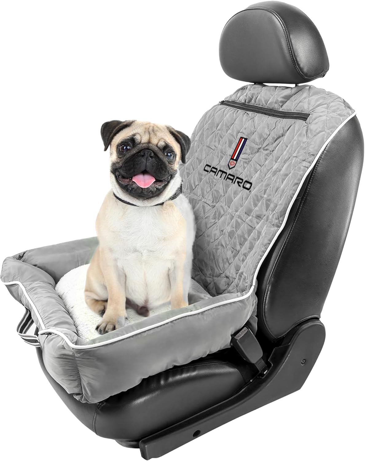 Seat Armour Pet2Go Grey Car Pet Bed and Seat Cover – Soft, Comfortable Travel Bed for Pets – Universal Fit, Easy to Install, Machine Washable