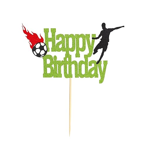 Miniatura 2 de Arthsdite Decoración para pastel de fútbol, letrero de feliz cumpleaños, decoración de pastel de jugador de fútbol para temática deportiva,