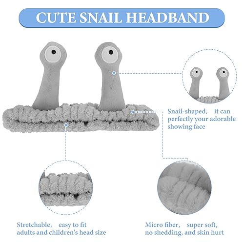 Miniatura 3 de Diadema de Caracol para Lavado Facial, Maquillaje de Spa, Deportes - Linda Diadema Elástica de Forro Polar de Coral con Accesorios Creativos para el