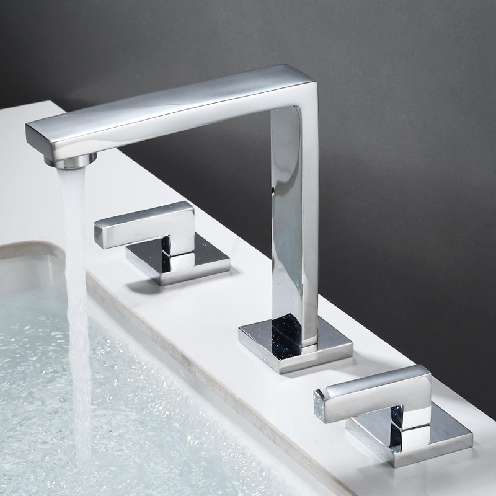 Robinet de lavabo de salle de bain à 2 poignées anti-fuite laiton