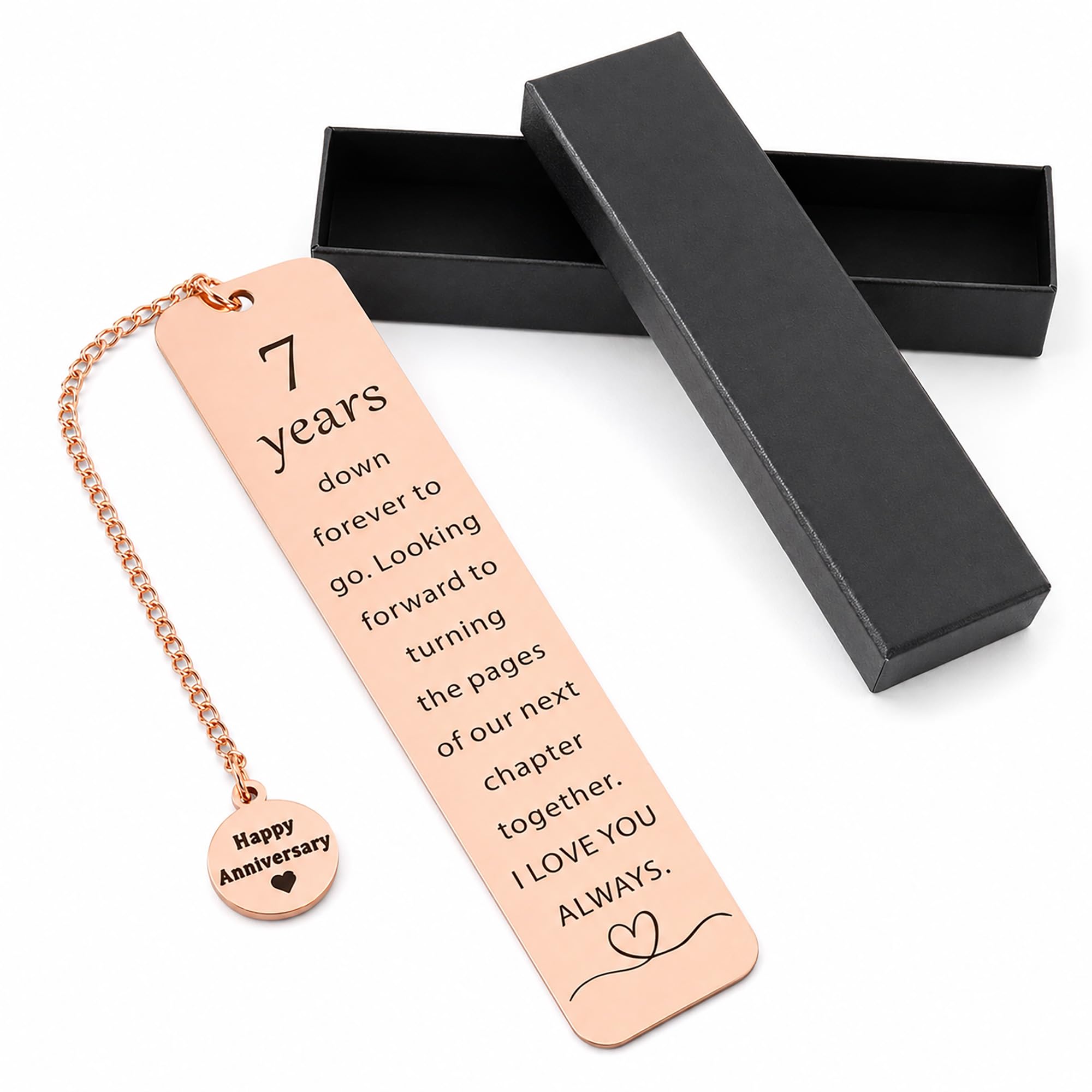 7th Wedding Anniversary Gifts, Bronze Bookmark for Couples with Gift Box