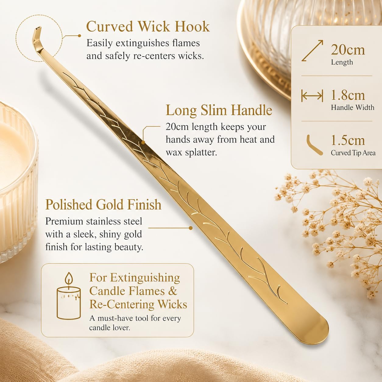 Gold Candle Wick Dippers Stainless Steel Wick Hook Candle Accessories