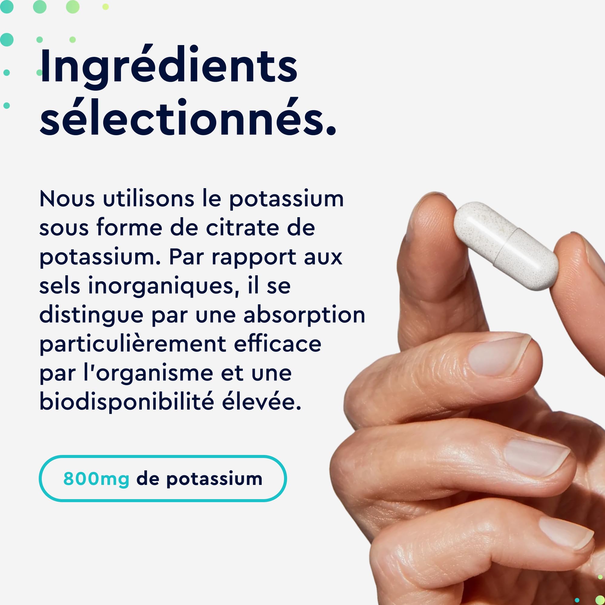 Potassium 270 Gélules, Hautement Dosé + 800mg de Potassium Élémentaire, Pour la Fonction Musculaire et le Système Nerveux, 100% Citrate de Potassium, Cure pour 4 Mois, Végan et Sans Additifs