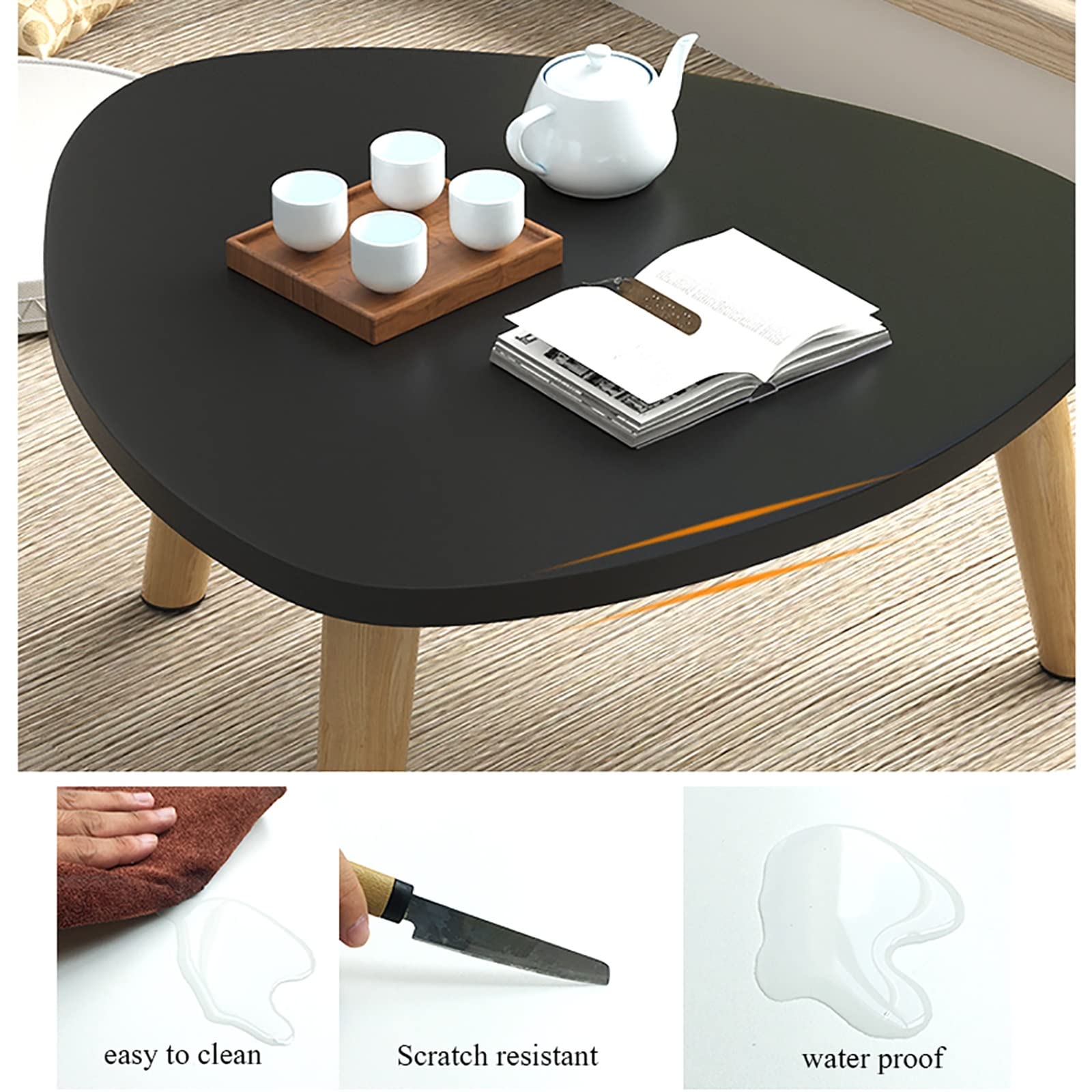 Trójkątny stolik kawowy, Nordic Bay Window mały stolik do herbaty, niski stolik Ins Tatami, parapet balkonowy stolik na podwieczorek (kolor: D, rozmiar: 40 cm)