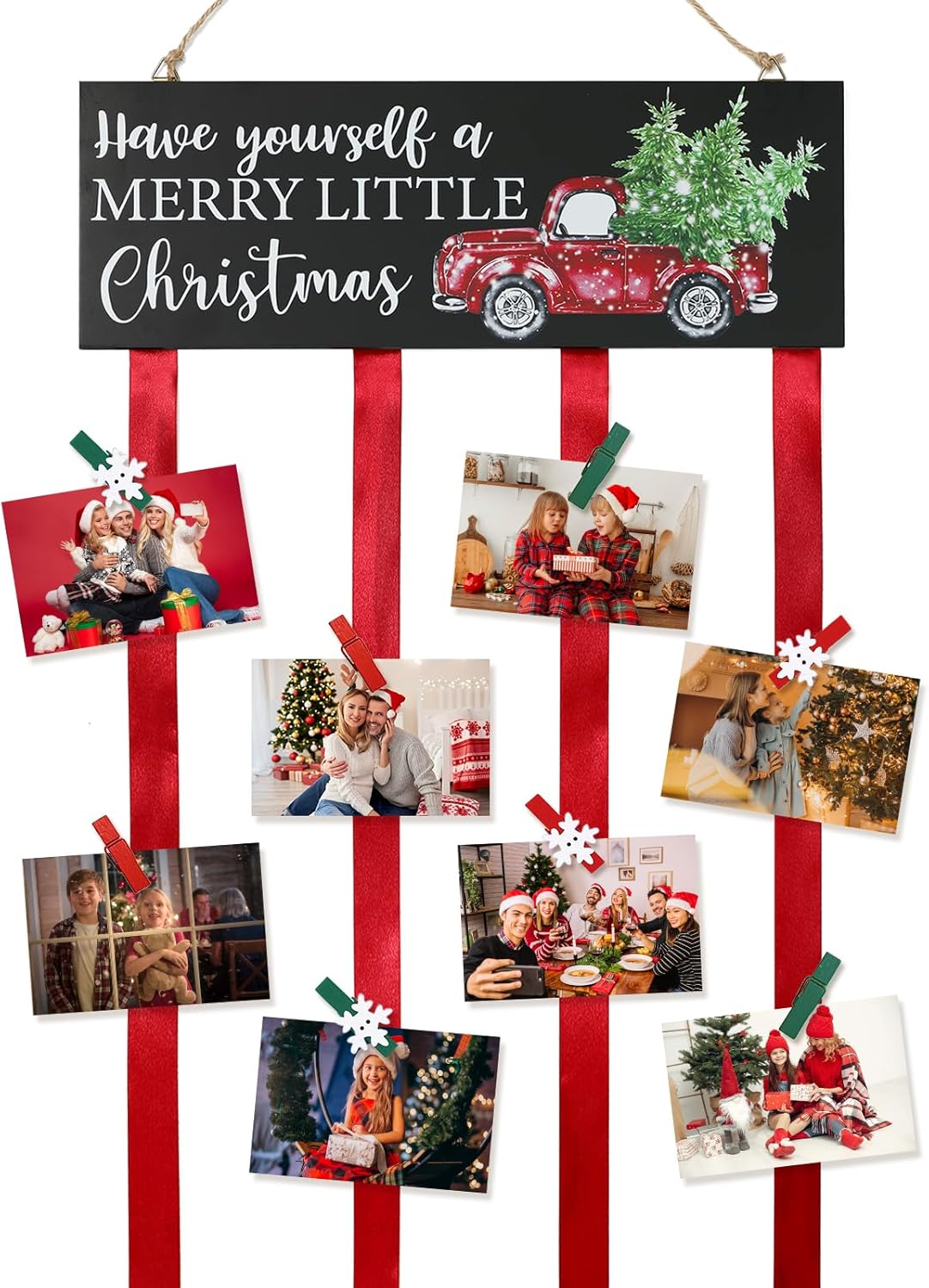 Christmas Card Holder Wall Display Merry Christmas Wooden