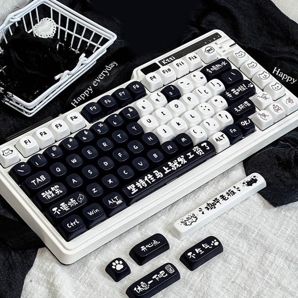 Off Work Cats Theme Keycaps MOA Keycap Set for 135keys for Mechanical Keyboards