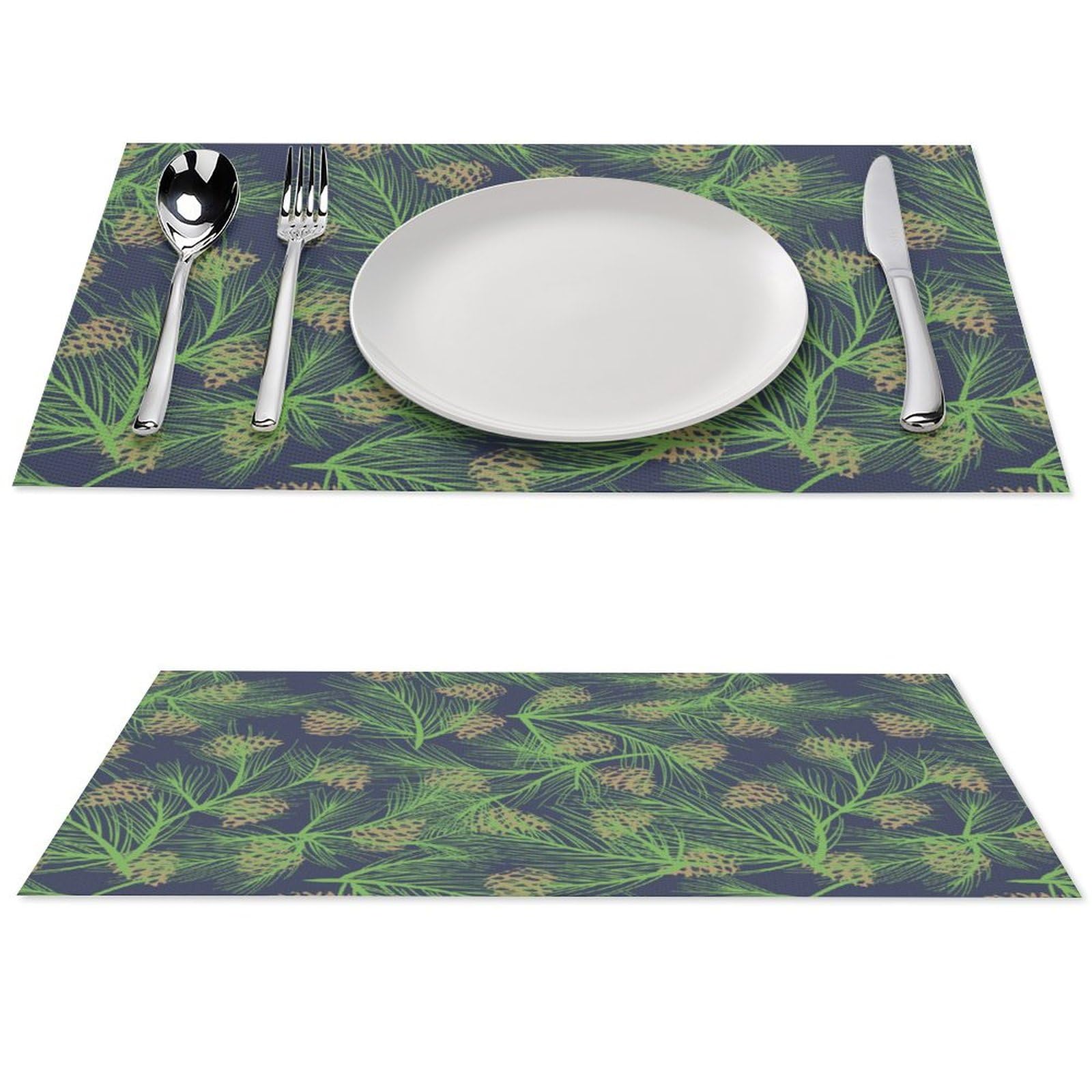 Pine Cones Pattern Placemats Set of 2 PCS Washable Table Runner 18" X 12" Place Mats for Kitchen Party Dining Decoration