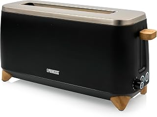 Princess 01.142361.01.001 Toaster Long Compartment Black, Wood, Light,