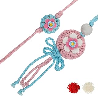 VOYLLA Handwoven Floral Crochet Rakhi For Brother And Bhabhi|Lumba Rakhi| Price In India