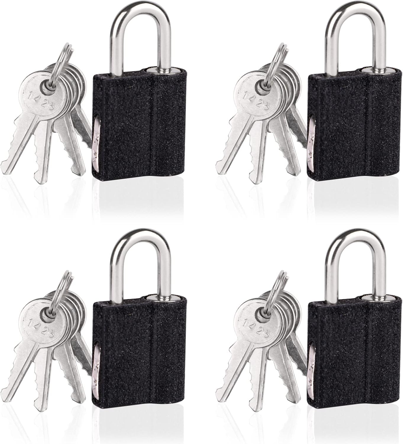 Padlock with Keys, Small Suitcase Padlocks, 4 PCS Luggage Pad Locks, Heavy Duty Padlocks for