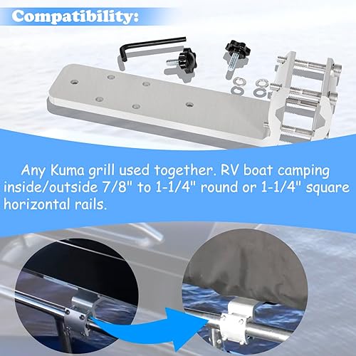 Miniatura 2 de 58182 Stow N' Go Soporte de montaje en riel para parrilla, compatible con cualquier parrilla Kuma y RV Boat Camping InteriorFuera de borda 78" a