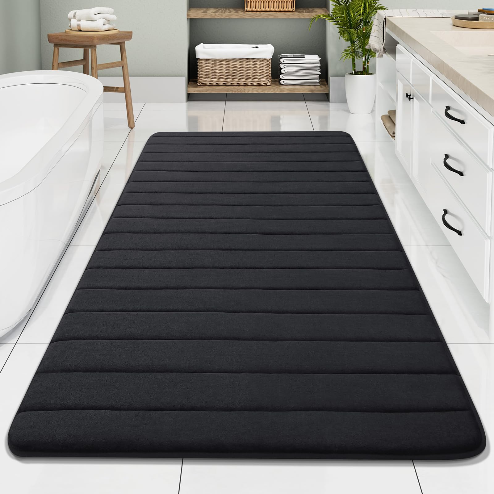 Buganda Memory Foam Bath Mat, 70" x 34", Ultra Soft and Non-Slip Bathroom Rugs, Water Absorbent and Machine Washable Bath Rug Runner for Bathroom,