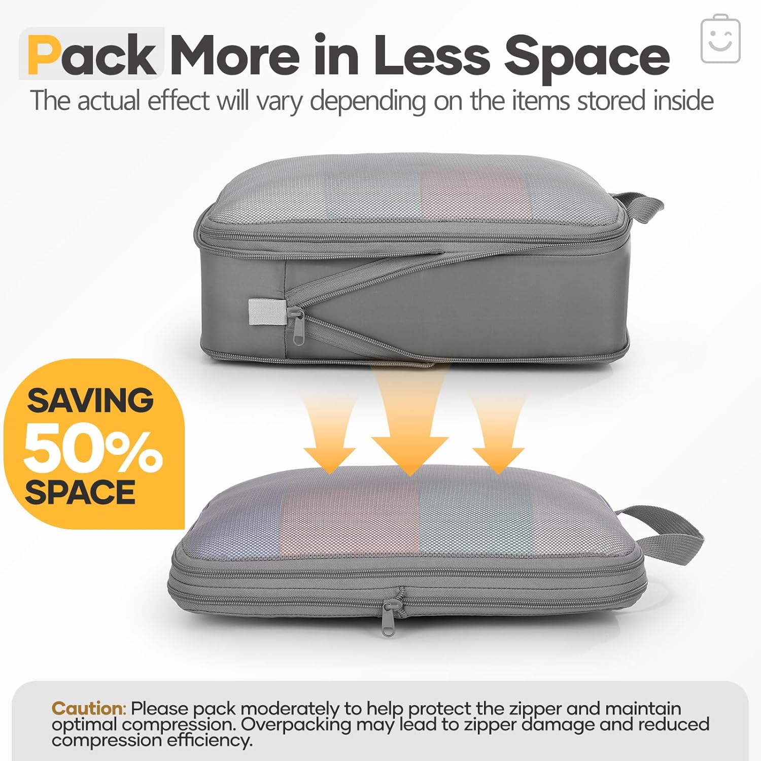 Veken 9/11 Set Compression Packing Cubes for Travel Essentials,Compressible Expandable Large Luggage Suitcase Organizer Bags for Clothing,Durable Space Saver Storage Bags with Toiletry Bags(Gray) - Image 6