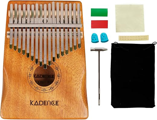 Kadence K17A 17-Key Kalimba | Mahogany Thumb Piano with Laser-Engraved Notes | C Major Keys | Armrest | Natural