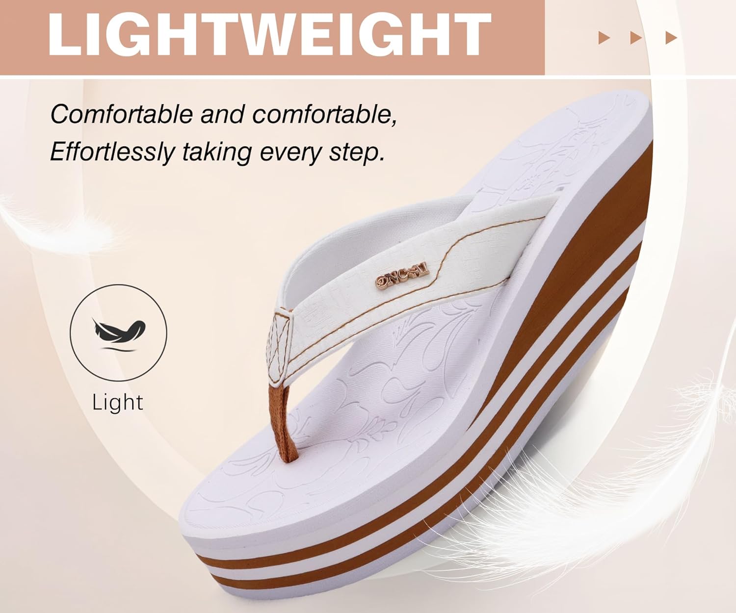 ONCAI Women’s Platform Wedge Flip Flops Trendy Dressy Womans Summer Flatform Sandals with Comfortable Walking Outdoor Rubber Soles (US Size 5-11) - Image 6