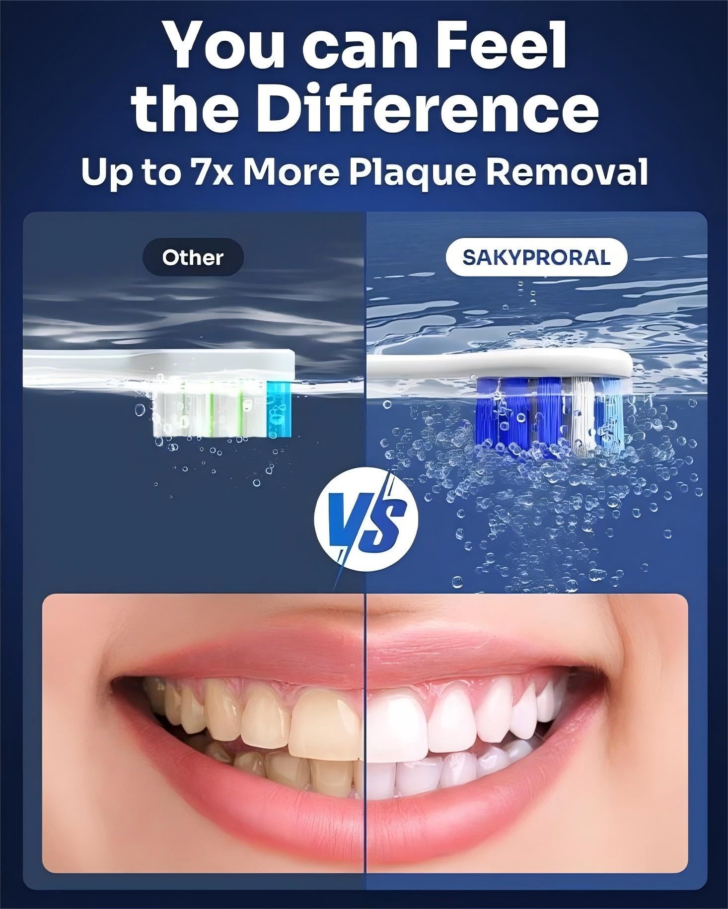 SAKYPRORAL Cepillo de dientes eléctrico inteligente G5S, color blanco