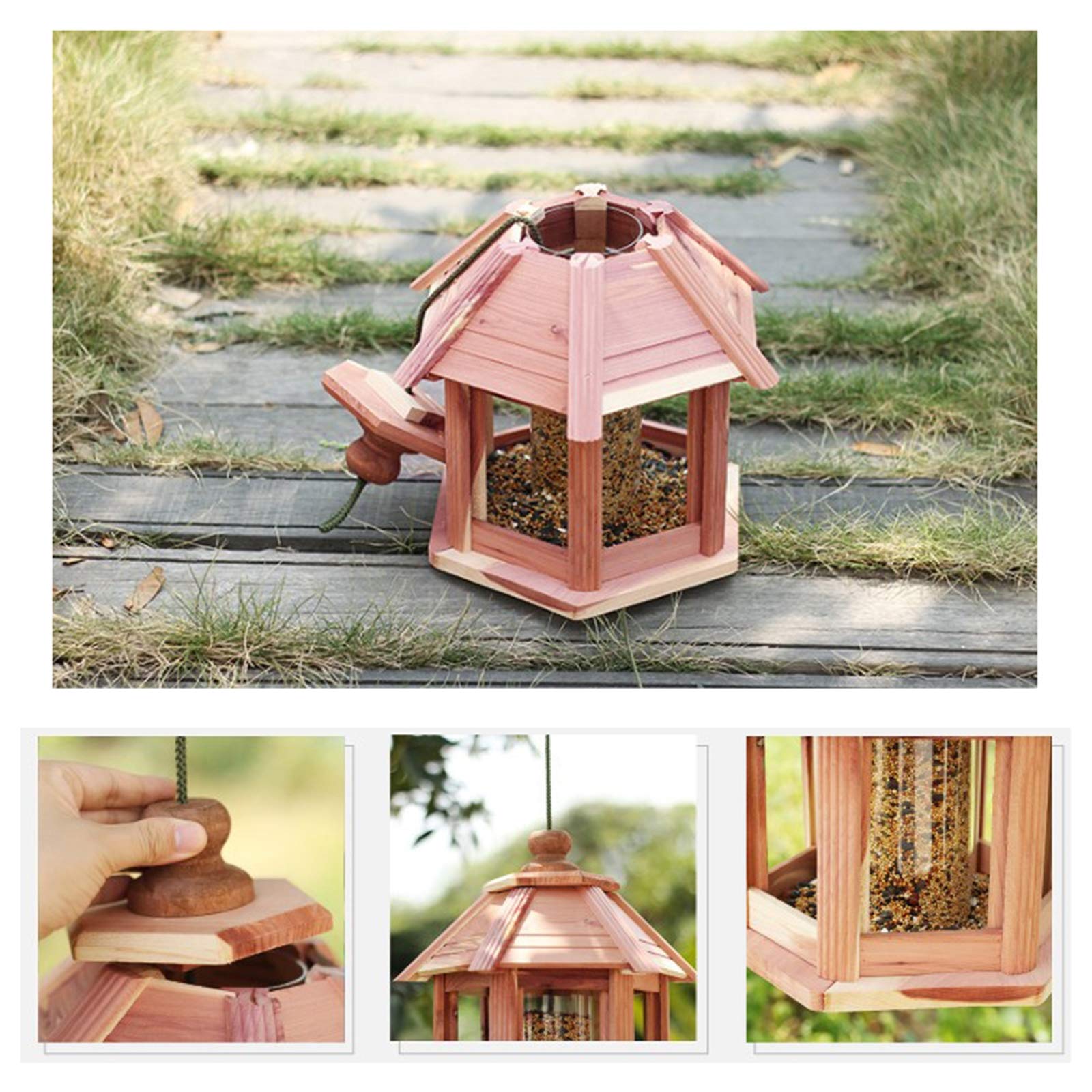 Alimentador de Aves Silvestres Que cuelga para el Patio de jardín Decoración Exterior, forohouse Birdfeeder, Fácil Relleno y Limpio.