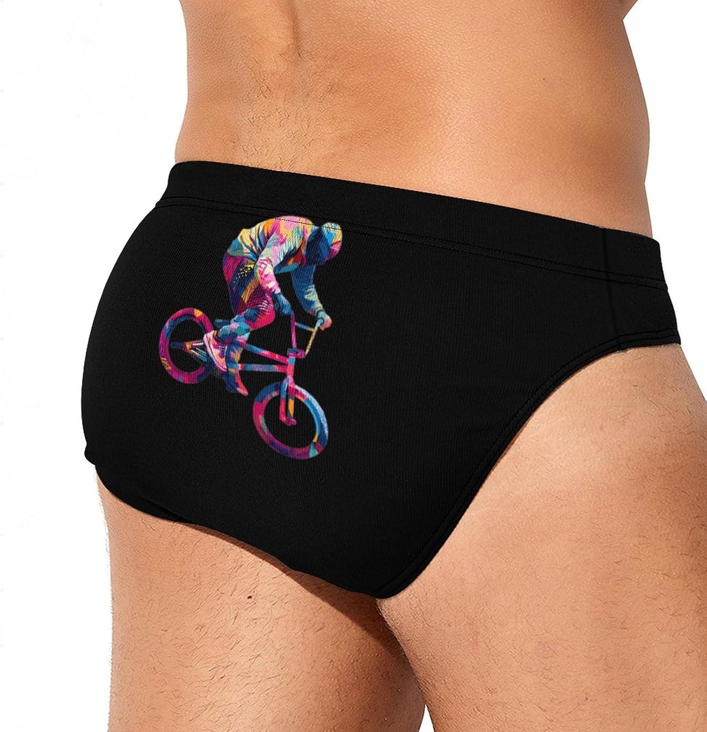 BMX Mountain Bike Art Men's Swimwear Bikini Swimming Briefs Stretchy Swimsuits Board Surf Shorts Trunks