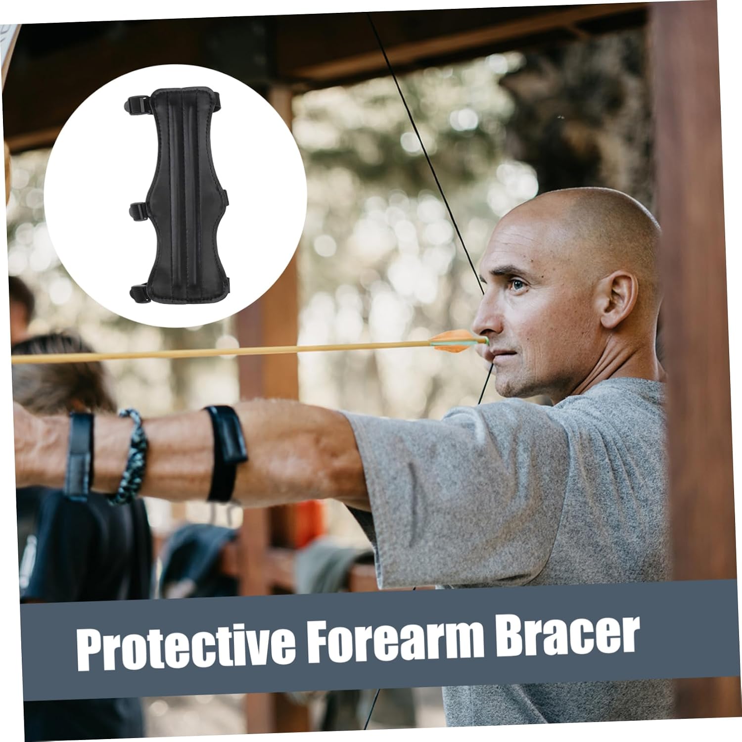 Adjustable Archery Arm Guard Protective PU Leather Triple Buckle Strap for Hunting and Outdoor Activities for Men Women and Youth