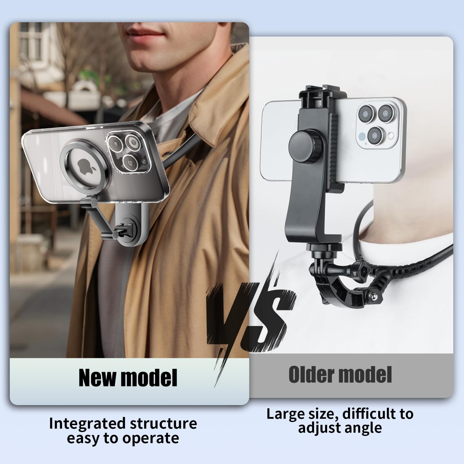 OBEST Support magnétique pour téléphone portable, support de téléphone POV/Vlog, support de téléphone mains libres, support de cou mains libres pour téléphone portable iPhone Android
