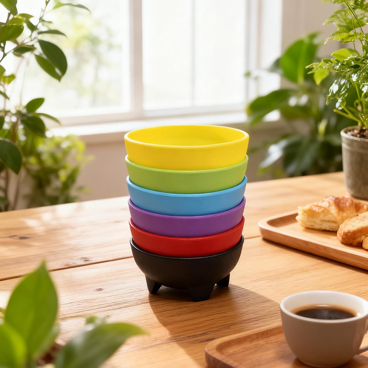 12 Pcs Salsa Bowls, Mexican Dishes Multicolor Plastic Mexican Bowls,10.6 oz