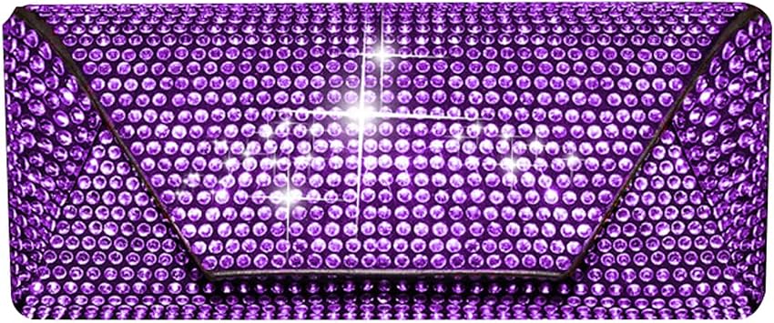 Bling Eyeglass Case for Women, PU Leather Hard Shell Glasses Case with Rhinestones, Sparkly Sunglasses Case Gift