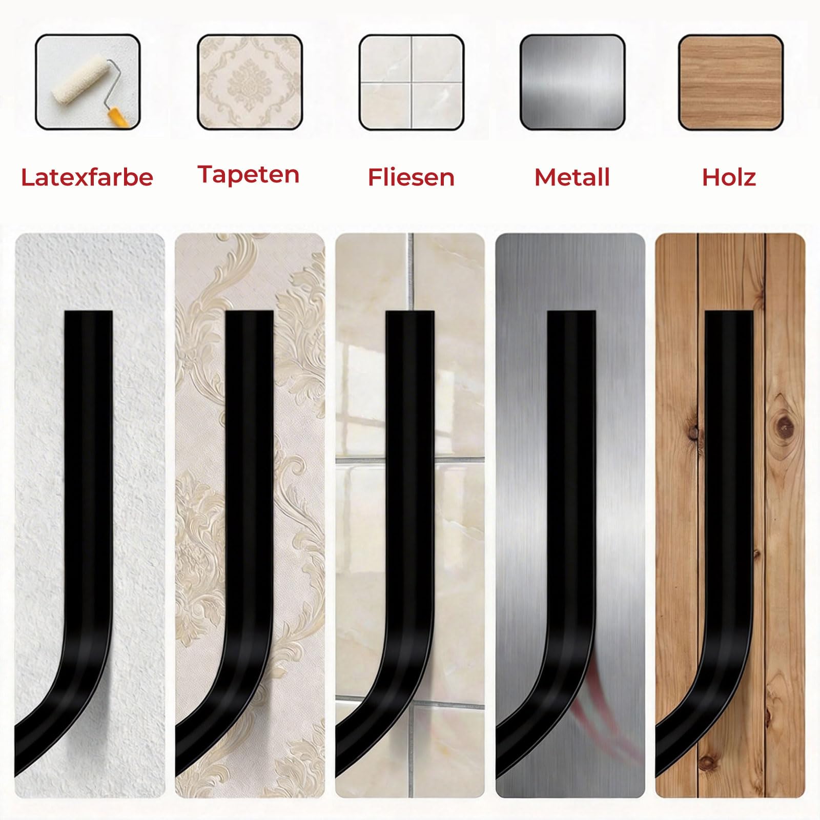 Winkelleiste selbstklebend (2cm x 6m) Schwarz –Extra stark klebender Kantenschutz aus Premium-PVC–Edles Matt-Finish, flexible Zierleiste für Wand & Möbel, Wandabschlussleiste