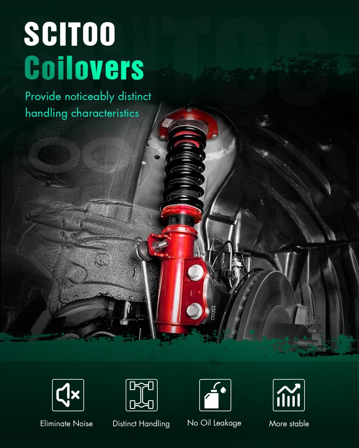 SCITOO Coilover Suspensions Shock Struts Kits Assembly Shocks Struts fit for 2003-2008 for Toyota Corolla /2003-2008 for Toyota Matrix (Not Fit AWD or XRS Model) - Red