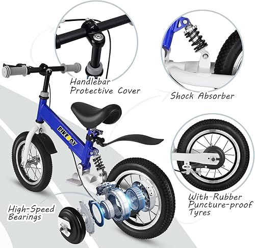 Miniatura 2 de Bicicleta de equilibrio 2 en 1, el doble uso de una bicicleta de equilibrio para niños y bicicleta para niños, 12 14 pulgadas para 2-6 años de edad,