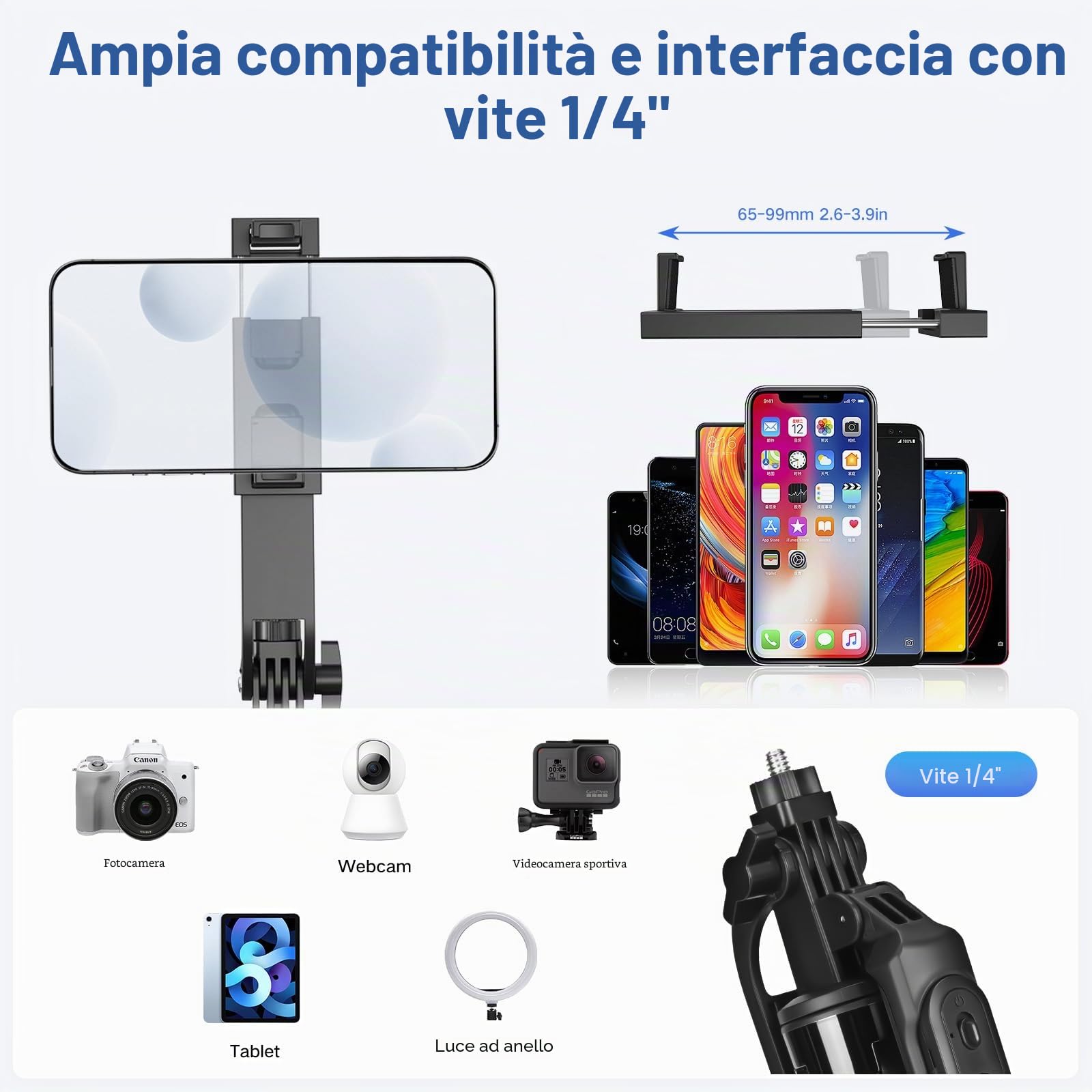 Treppiede per cellulare Vlogging-Kit per iPhone/Android, selfie stick da 180 cm con 2 luci di riempimento e microfono senza fili, treppiede per smartphone, kit di partenza per Tiktok/YouTube