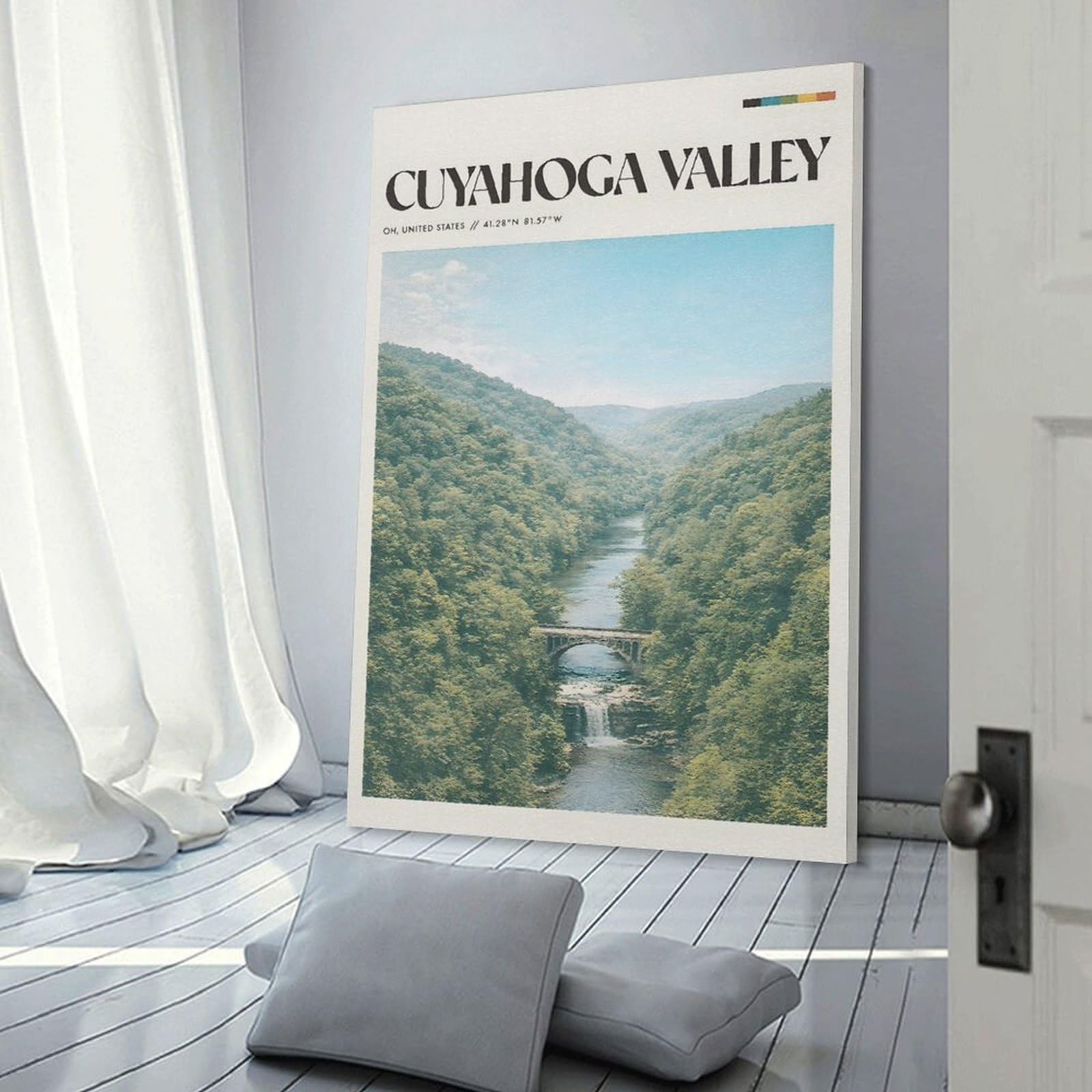 Junmoney Wall Art Print Cuyahoga Valley National Park, 24x36inch(60x90cm), for Home Lounge, Bedroom Or Reading Nook, Canvas Styling for A Polished Room Look