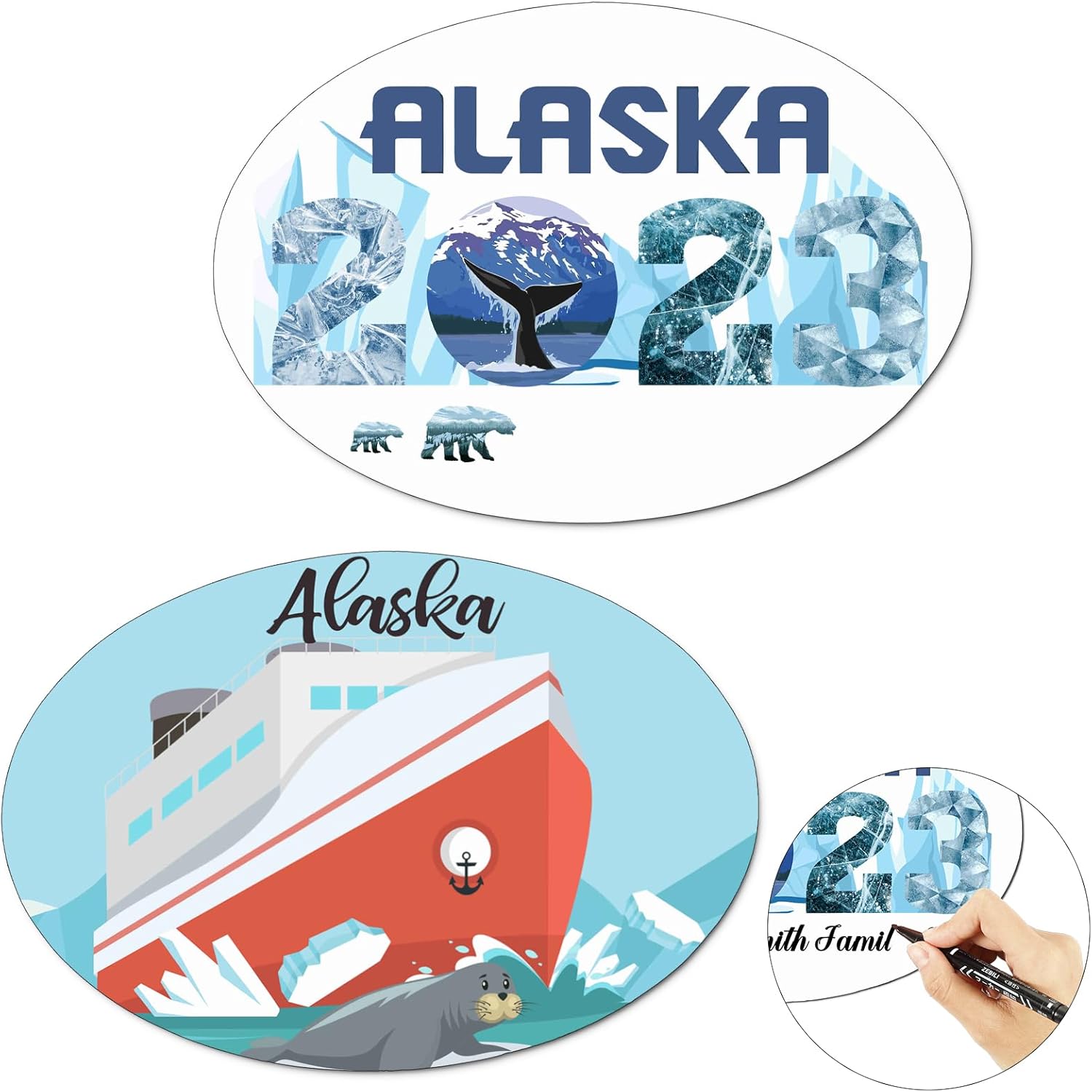 Kanayu 2 Pcs Alaska Cruise Door Decoration Magnetic for Cruise Ship Door Magnets Refrigerator Essentials for Carnival Cruise Ship Cruise Accessories Stateroom Cabin Gift(Ship)
