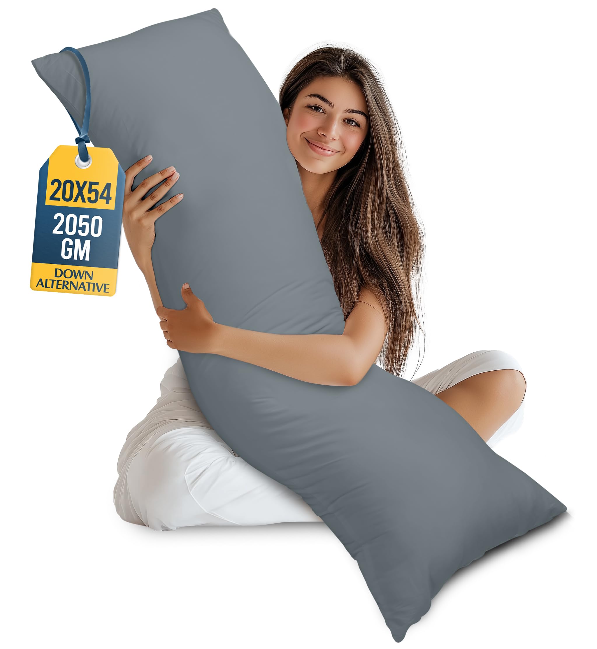 Utopia Bedding Full Body Pillow for Adults (Grey, 20 x 54 Inch), Long Pillow for Sleeping, Large Pillow Insert for Side Sleepers