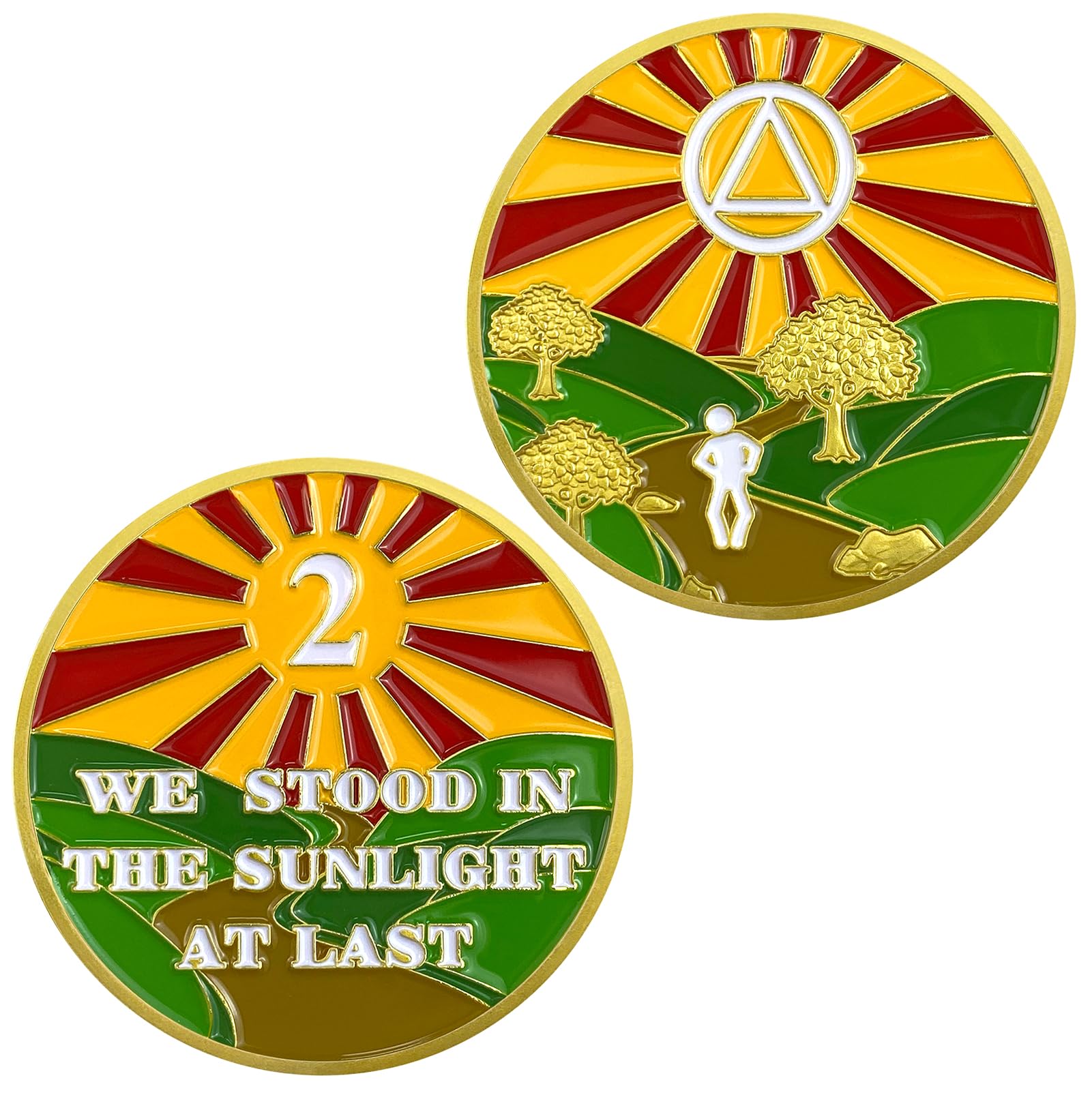 HPY HLTH 2 Year Sobriety Chip, Sunlight of The Spirit AA Chips and Medallions - Sober Anniversary AA Recovery Medallion Chip,Sobriety Gifts for Alcoholics Anonymous Recovery