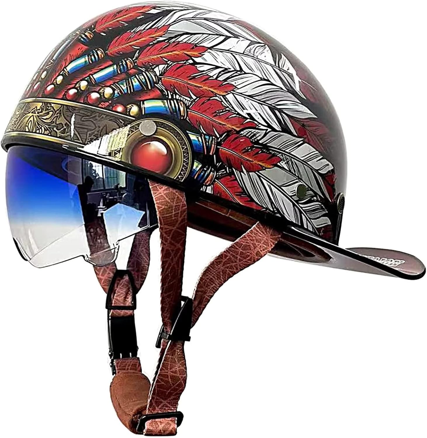 Couple Low Brim Motorcycle Baseball Cap Helmet Adult Retro Half Helmet Men Women Vintage Motorcycle German Style Helmets for Scooter Moped Cruiser Chopper ATV Skull Cap DOT Approved