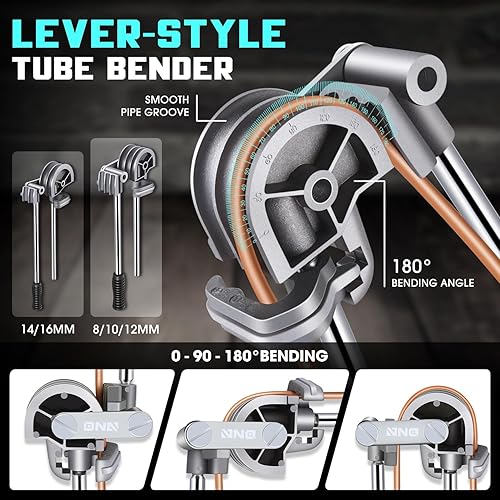 Miniatura 5 de DNA MOTORING 3 en 1 Kit de herramientas de abocinación doble, kit de herramientas de llamarada, incluye doblador de tubos de 180 grados, cortador