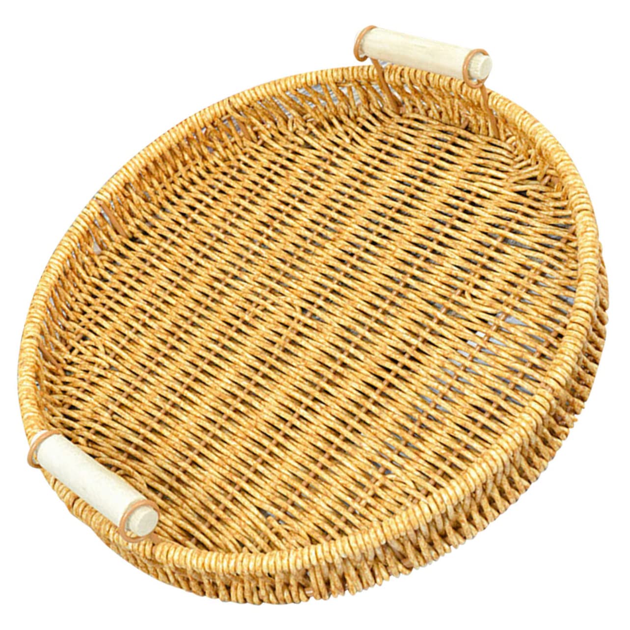 Fruit Snack Basket Decor Storage Baskets Silverware Woven Storage Basket Rattan Storage Basket Food Holder Sundries Holder Desktop Bread Serving Tray Woven Basket Pp Khaki BRIGHTFUFU