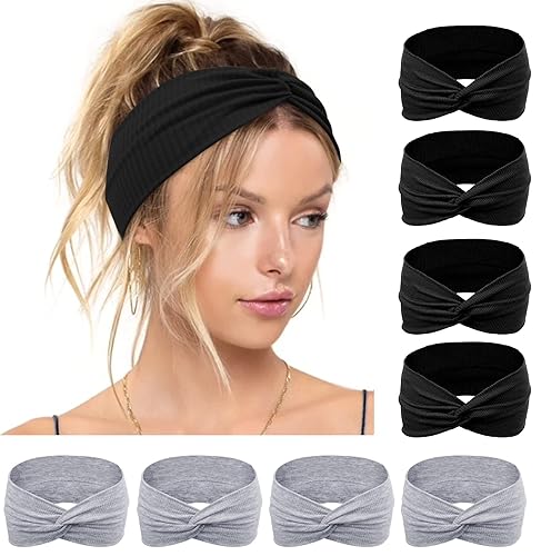 Huachi Diademas neutras para mujer, diademas anchas tipo turbante para mujer, diademas bohemias suaves y elásticas para el cabello de mujer, lindos