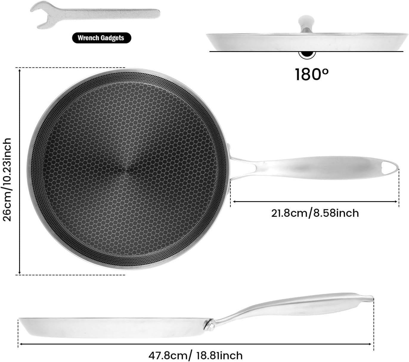 Crepe Pan Nonstick Dosa Stainless Steel Handle Kitchen Induction Compatible